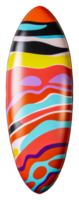 Colorful surfboard with abstract design on display isolated on transparent background png