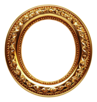 Elegant round golden frame ideal for art display isolated on transparent background png