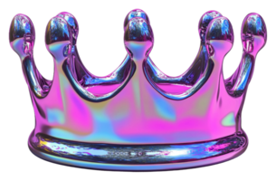 Shiny crown with a colorful gradient under light isolated on transparent background png