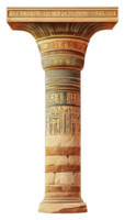 Hieroglyphics on ancient Egyptian column isolated on transparent background png