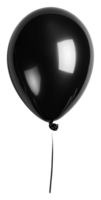 Black balloon with ribbon in minimalist setting isolated on transparent background png