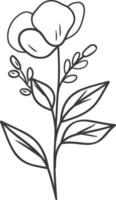 A flower is drawn in black and white on a white background vector