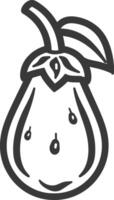 A pear is shown in a black and white drawing vector