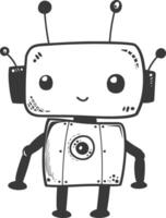 A robot with a black and white drawing vector
