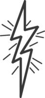 A black and white drawing of a lightning bolt vector