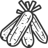 A black and white drawing of a bunch of carrots vector