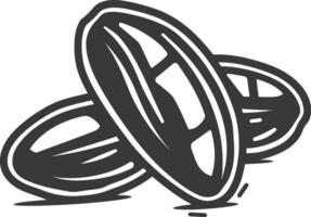 Two nuts are shown in a black and white drawing vector