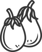 Two eggplants are shown in a line drawing vector