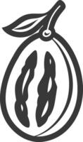 A black and white drawing of a grapefruit vector