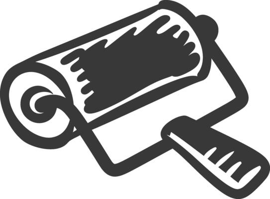 A black and white drawing of a roller
