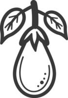 A black and white image of a pear with leaves vector