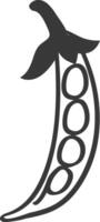 A black and white illustration of a bean pod vector