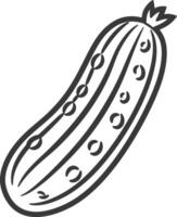 A pickle is shown in a line drawing vector