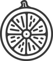 A black and white line drawing of a lemon vector