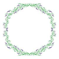 Circle shape frame with lavender plants around vector