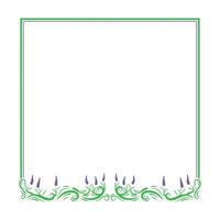 square frame with lavender flowers below vector