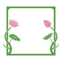 green frame with lotus plants on both sides vector