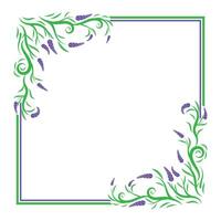 lavender frame with beautiful flowers on both corners vector