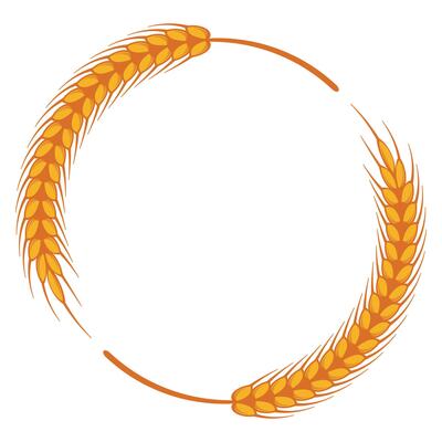 synergy of 2 wheat stalks that form a circle frame