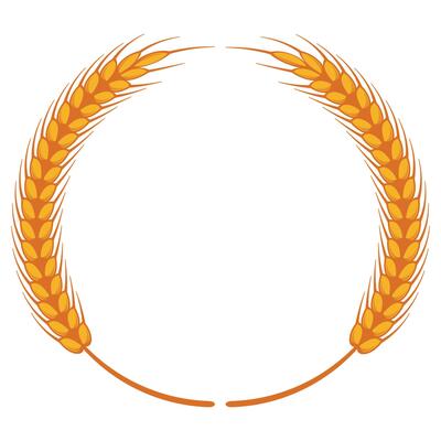2 wheat stalks that form a circle frame