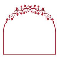 red rounded corner maple leaf frame vector