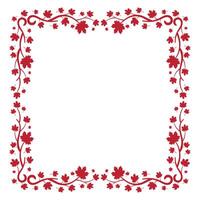 beautiful red maple plant square border template vector