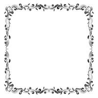 A black and white square frame with a floral design vector