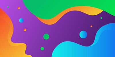 Modern colorful fluid abstract background with solid colors orange, green and blue on white background. vector