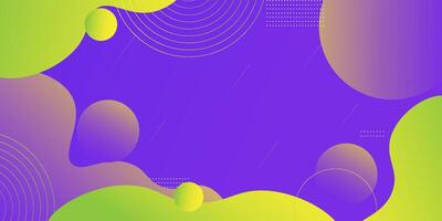 Dynamic bright green and purple textured abstract background design in 3D style with wavy liquid purple color. vector