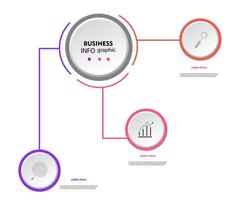 Business Infographic design template with icons and 3 three options or steps. Can be used for process diagrams, presentations, workflow layouts, banners, flowcharts, info graphics vector