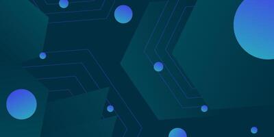 Dark green dynamic gradient abstract background. Hexagonal and circle pattern shapes. Cool design. vector