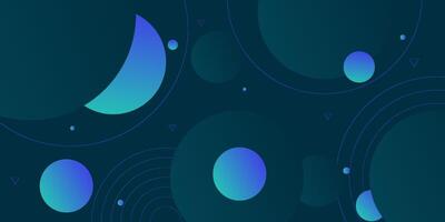 Dynamic abstract dark green and blue bubble gradient illustration on geometric background with simple circle pattern. vector