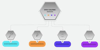 Modern 4 steps, options or levels line infographic with labels. Timeline infographic. Business presentation, information brochur. vector
