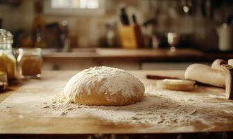 Bread dough on a floured surface photo