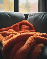 Warm autumn blanket, fluffy and soft photo
