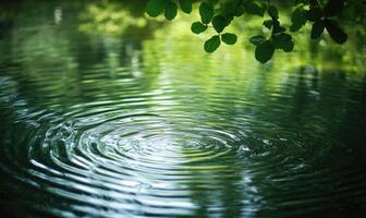 Ripples on a calm river, sunlight casting shimmering reflections photo