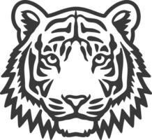 A black and white tiger head on a white background vector