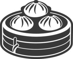Dumpling icon in black and white on white background vector