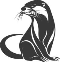 An otter is sitting on a white background vector
