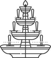 A line drawing of a fountain with three fountains vector