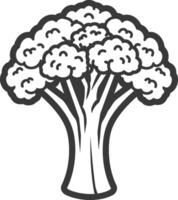 A black and white illustration of a broccoli tree vector