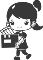 A cartoon girl carrying a box with a folder vector