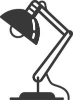 A black and white illustration of a lamp on a desk vector