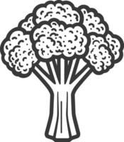 A black and white illustration of a broccoli tree vector