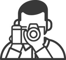 A man with a camera is holding it up to his face vector