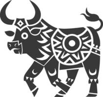 The bull is shown in a tribal style vector