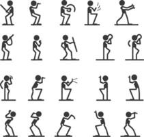 Stick figure icons of various activities vector