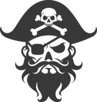 Pirate skull with eye patch and beard vector