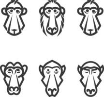 Monkey head icon set illustration vector