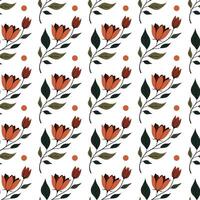 a simple floral seamless pattern with flower and leaves vector